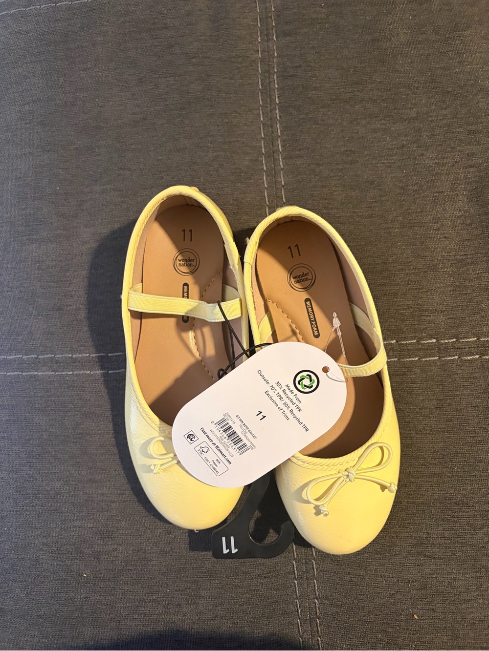 wonder nation Yellow Girls Mary Jane Ballet Flats with Bow - Size 11